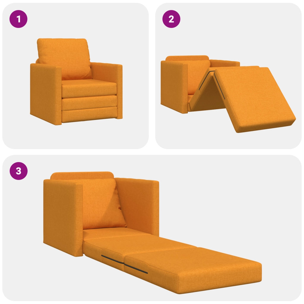 Divano Letto 2-in-1 Giallo Scuro 74x77x81 cm Tessuto