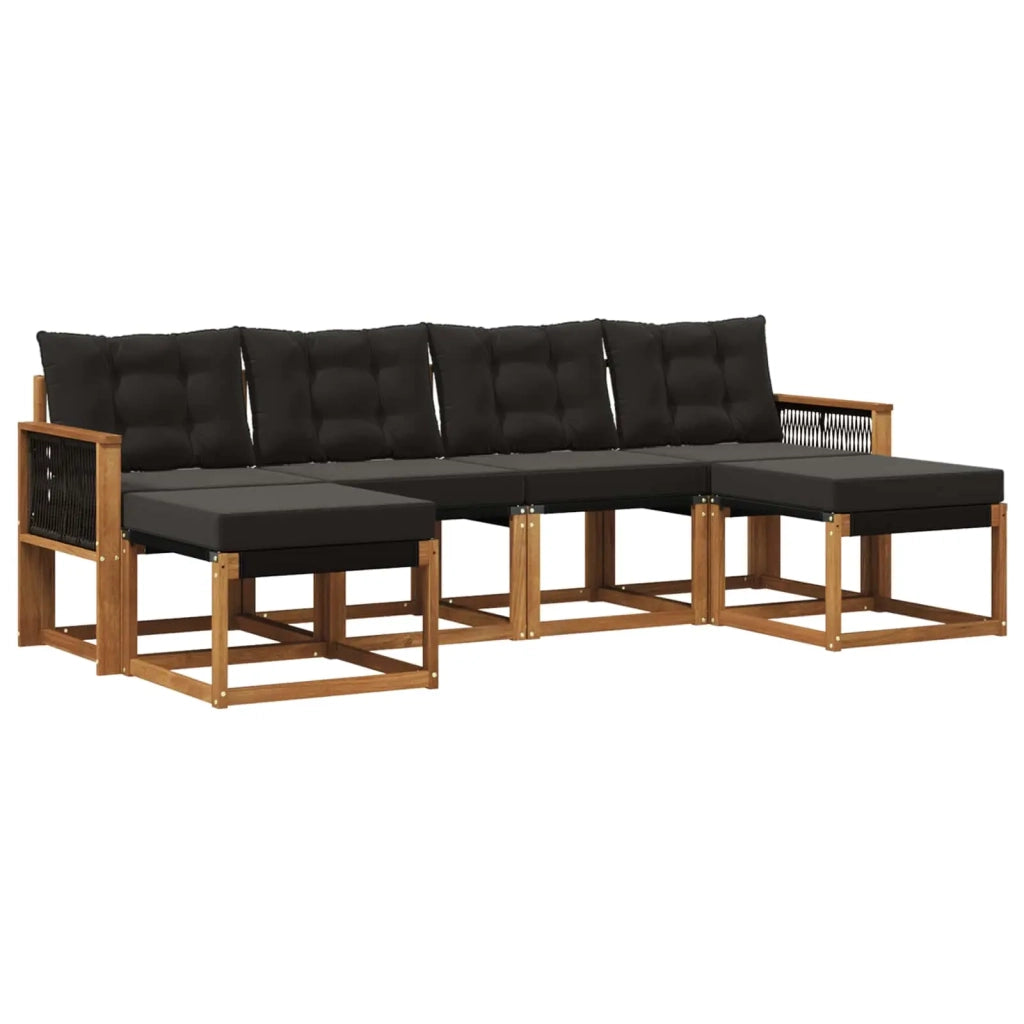 Set di divani da esterno 6 pz Naturale e Nero 3382128