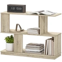 Tavolino da Caffè Moderno a S con 3 Ripiani per Soggiorno e Salotto, 90x30x61 cm, Legno