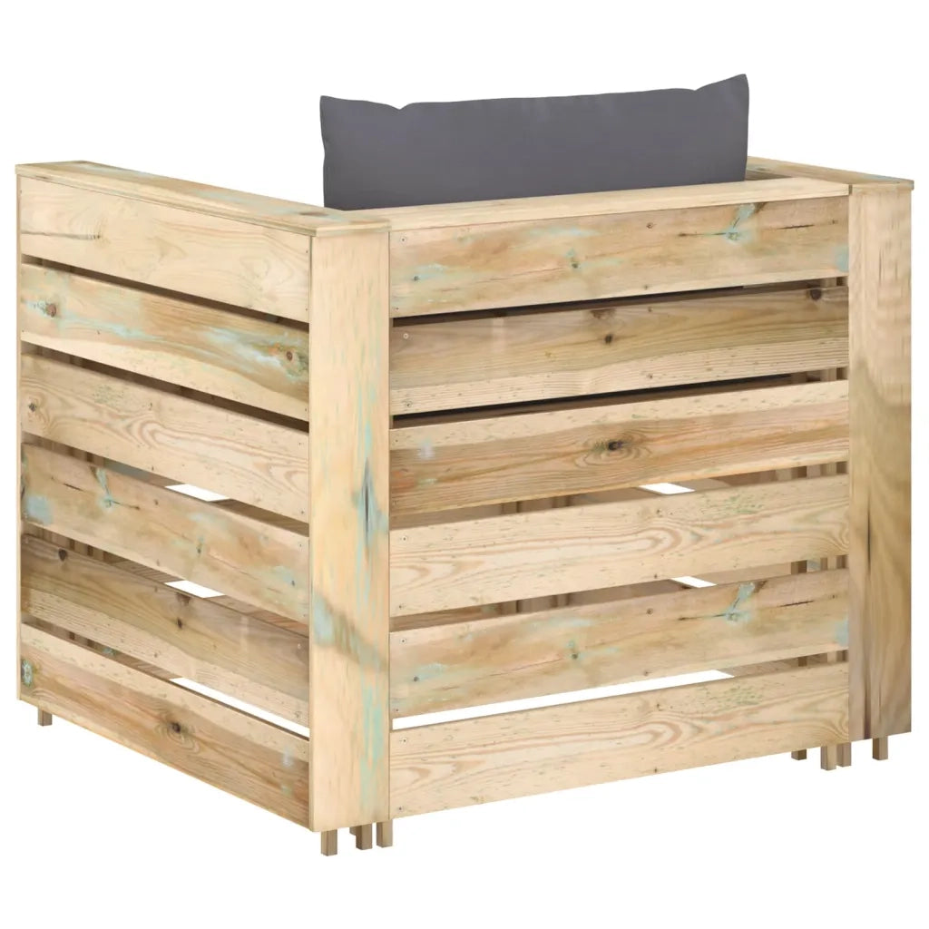 Set Salotto da Giardino 2pz | Set di Mobili da Esterno con Cuscini Legno Impregnato Verde