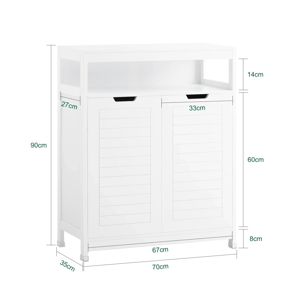 Mobile Da Bagno Armadietto Da Terra Due Ante Doppia Apertura Bianco 70x35x90cm BZR121-W