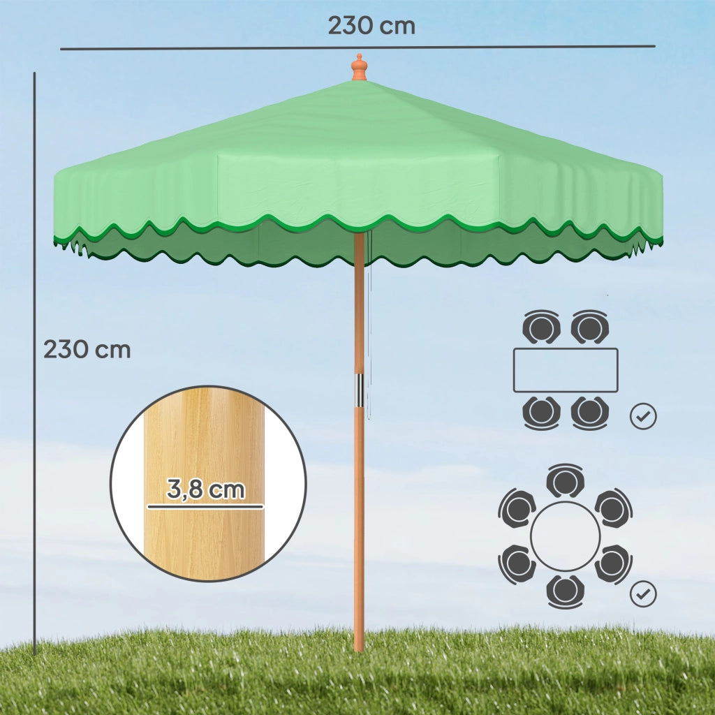 Ombrellone da Giardino Rotondo con Volant ¨C zephmum ¨C 230cm Verde Chiaro