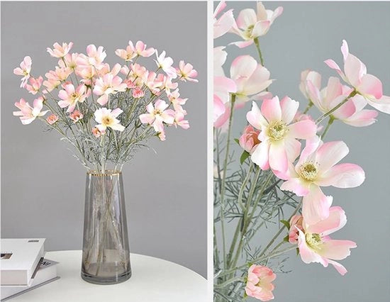 Quattro pezzi di fiori artificiali del cosmo - Bocciolo di seta - Decorazione di matrimonio - Centro di tavolo - Senza manutenzione 60 cm alto - Fiori artificiali
