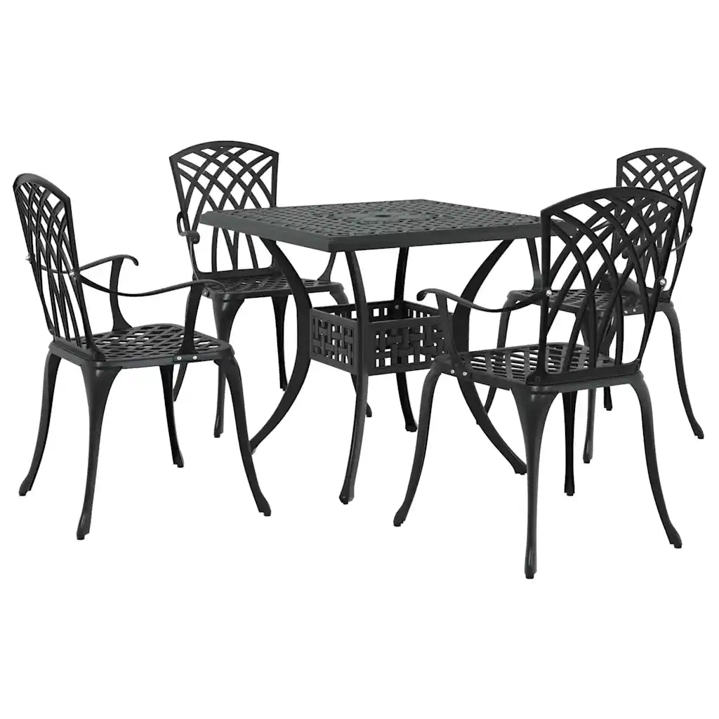 Set di Tavolo da Giardino 5 pcs Nero Alluminio pressofuso 3334761