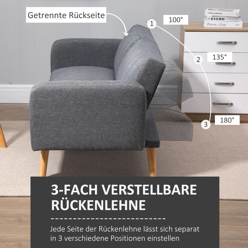 Divano letto 2 posti in tessuto ¨C Minimal ¨C grigio 173x75x73 cm