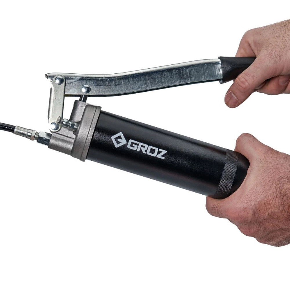 INGRASSATORE PISTOLA POMPA GRASSO MANUALE A LEVA 600gr 750CC GROZ G18F/HD/M