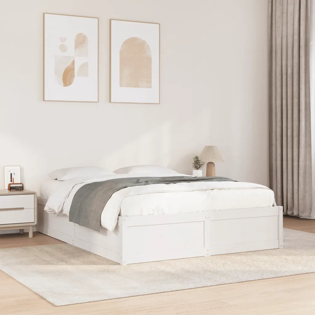 Letto senza Materasso Bianco 140x190 cm Legno Massello di Pino 3282382