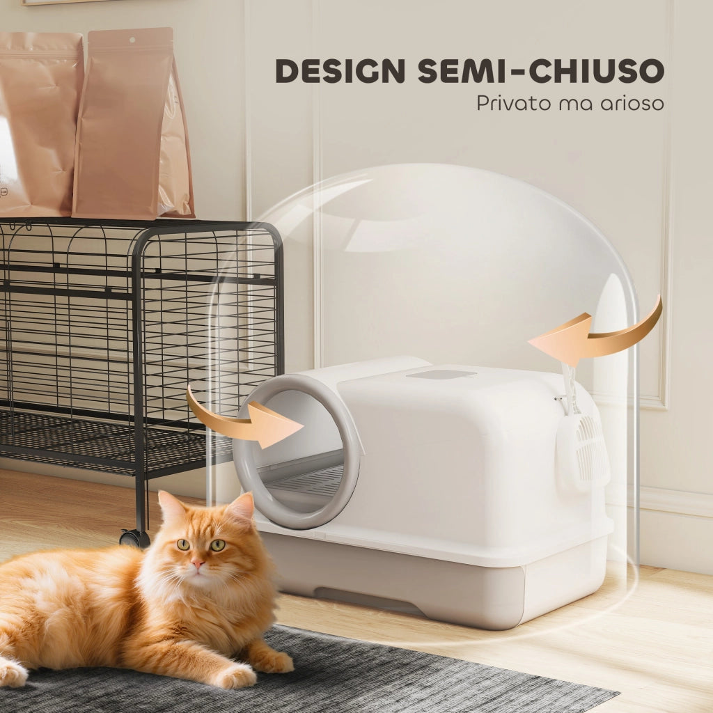 Lettiera per Gatti Chiusa ¨C Zephmum ¨C 59x39.5x39.5 cm, Bianco e Grigio