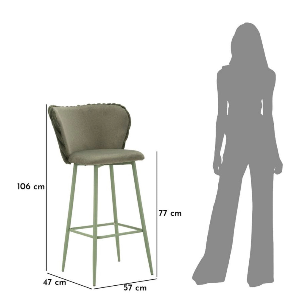 Set di 2 Sgabelli Alti VKH884, Verde, Poliestere, 55x58x106 cm