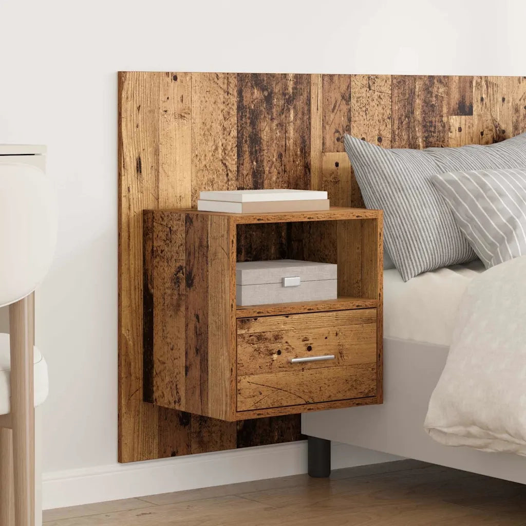 Testiera | Testata con Comodino 3 pcs Legno vecchio Legno multistrato