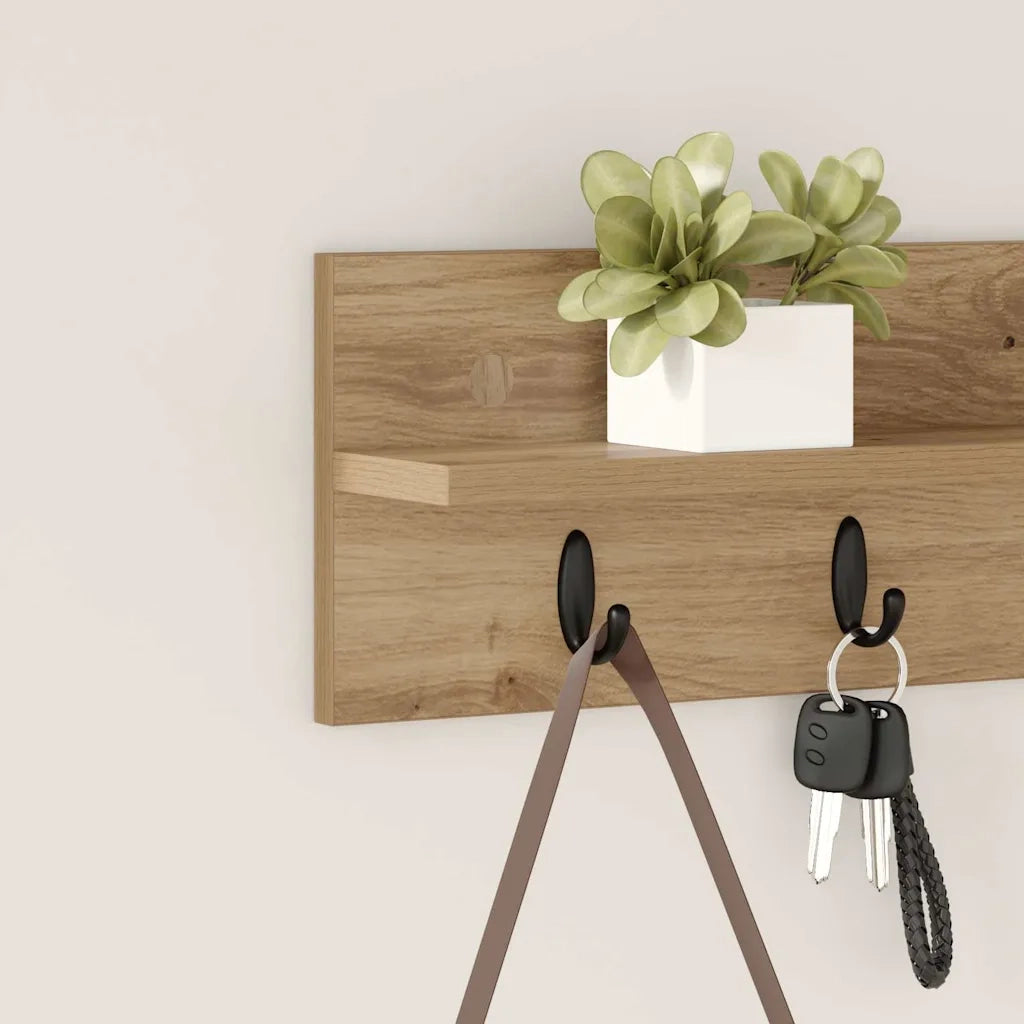 Appendiabiti a muro Rovere artigianale 60 x 10,5 x 18 cm 874394