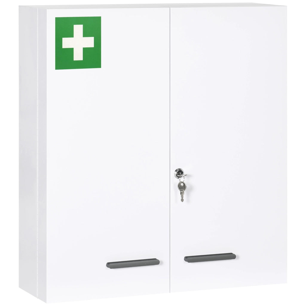 Armadio per medicinali 3 livelli con serratura e 2 chiavi ¨C zephmum ¨C 55x18x60 cm bianco