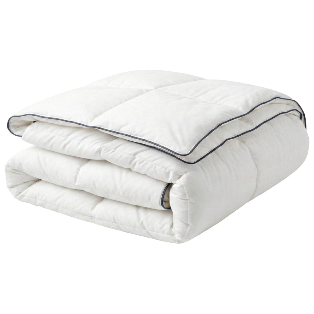 Copripiumino in cotone Japara bianco imbottitura in microfibra King Size 220 x 240 cm trapuntato per tutte le stagioni lavabile in lavatrice