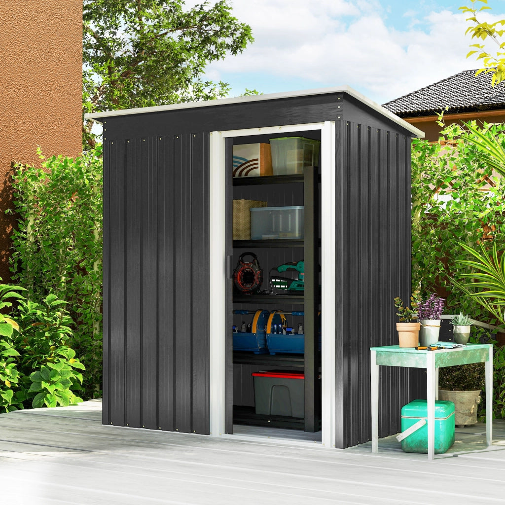 Casetta Attrezzi da Giardino 1.16 mq in Acciaio Zincato 163x89x182 cm Nero