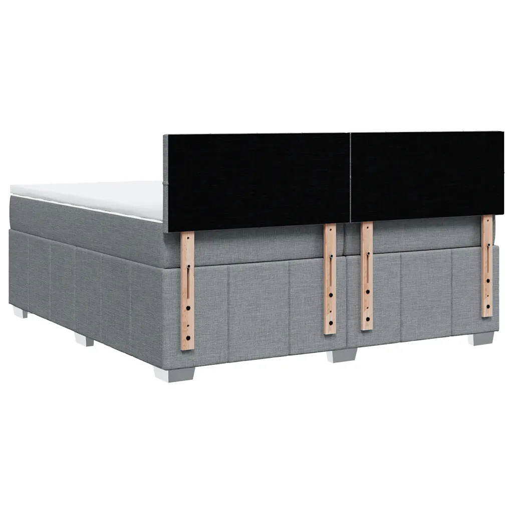 Giroletto a Molle con Materasso Grigio Chiaro 200x200cm Tessuto