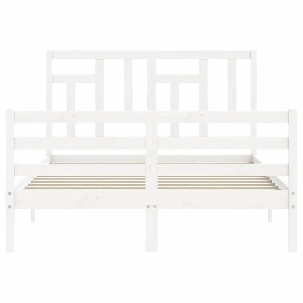 Giroletto con Testiera-Struttura Letto con testiera Bianco 120x200 cm in Legno Massello 653693