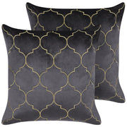 Set di 2 cuscini decorativi grigio 45 x 45 cm con frange e motivo orientale elegante glamour