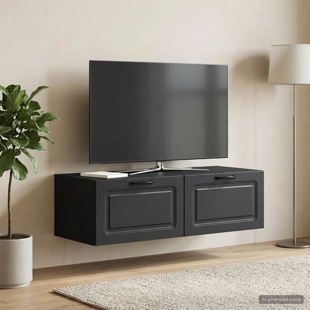Mobile Porta TV da Muro Montaggio a parete Nero 98 x 41 x 30 cm 899376