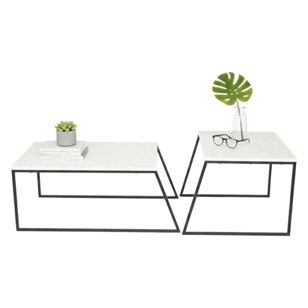 Tavo, Tavolino da Salotto Forma Rettangolare, 50x88x38h cm Bianco