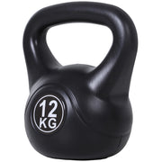 EasyComfort Kettlebell 12kg per Sport e Fitness con Base Piatta e Impugnatura, Kettlebell Pesi per Allenamento Home Gym Casa e Palestra, 27x21x31 cm, Nero