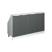 Mobile cucina sottotetto R-Line Antracite-oro/Bianco 140 cm Set di 2 Vicco