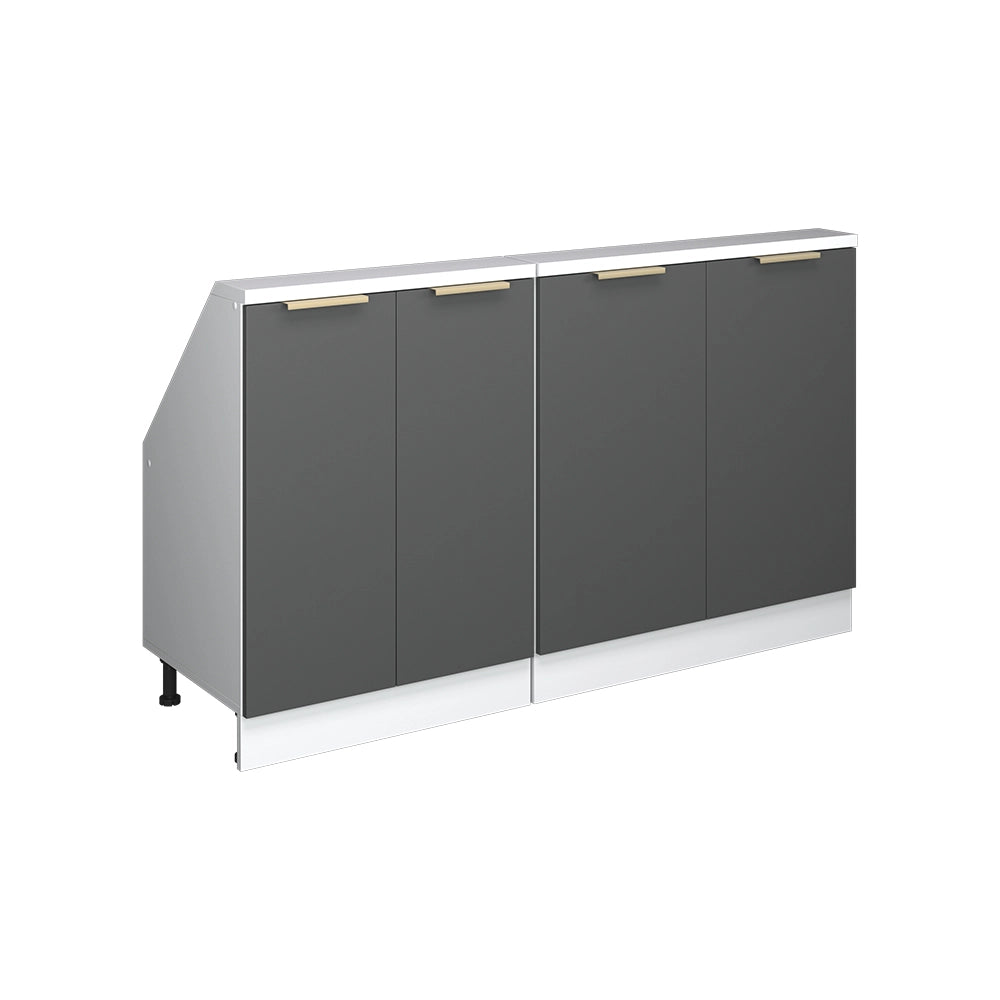 Mobile cucina sottotetto R-Line Antracite-oro/Bianco 140 cm Set di 2 Vicco