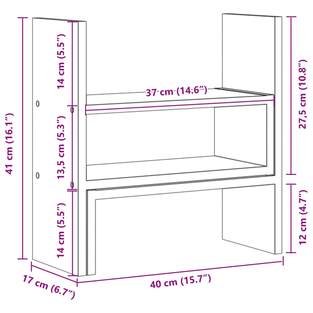Organizer Scrivania Rovere Sonoma 40x17x41 cm in Truciolato CFW7165609