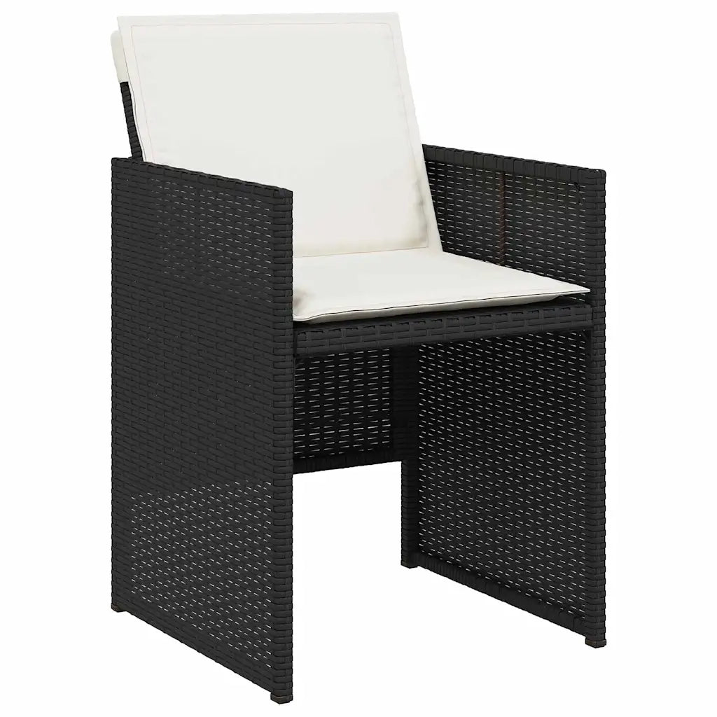 Set da Pranzo per Giardino con cuscino 5 pcs Nero polyrattan