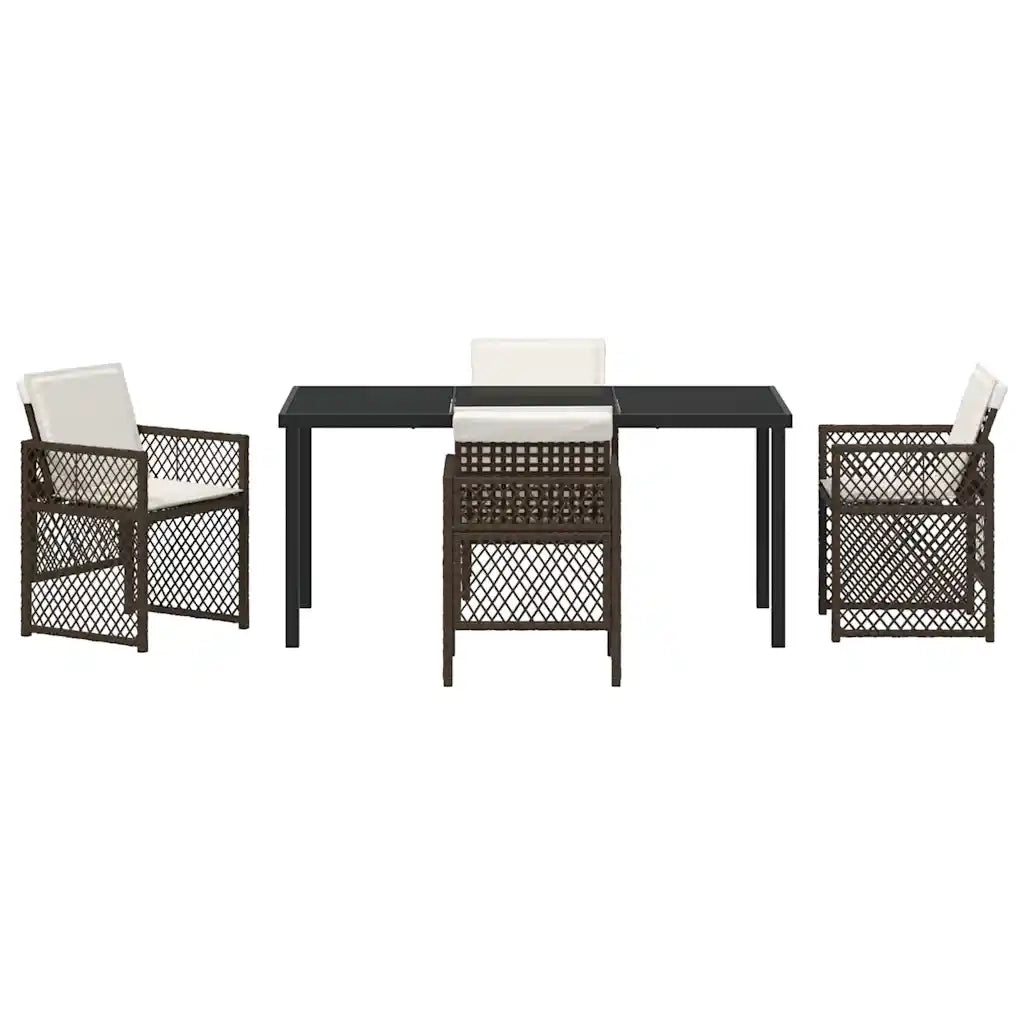 Set da Pranzo per Giardino 5 pcs Marrone polyrattan