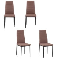 Set 4 Sedie Imbottite per Soggiorno o Sala da Pranzo, Sedie da Cucina Moderne, in Metallo e Tessuto Cachi