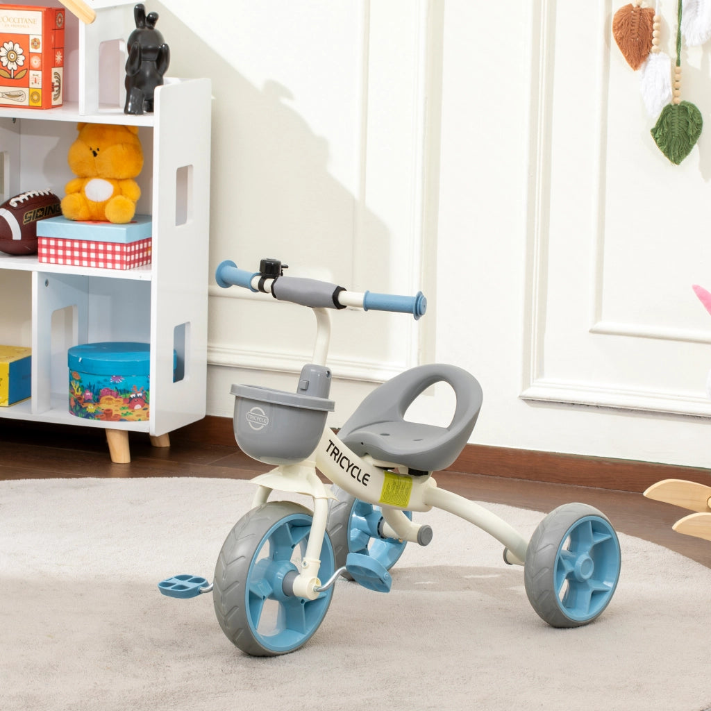 Triciclo per Bambini 2-5 Anni con Cestino ¨C Zephmum ¨C Blu 72x52x61 cm