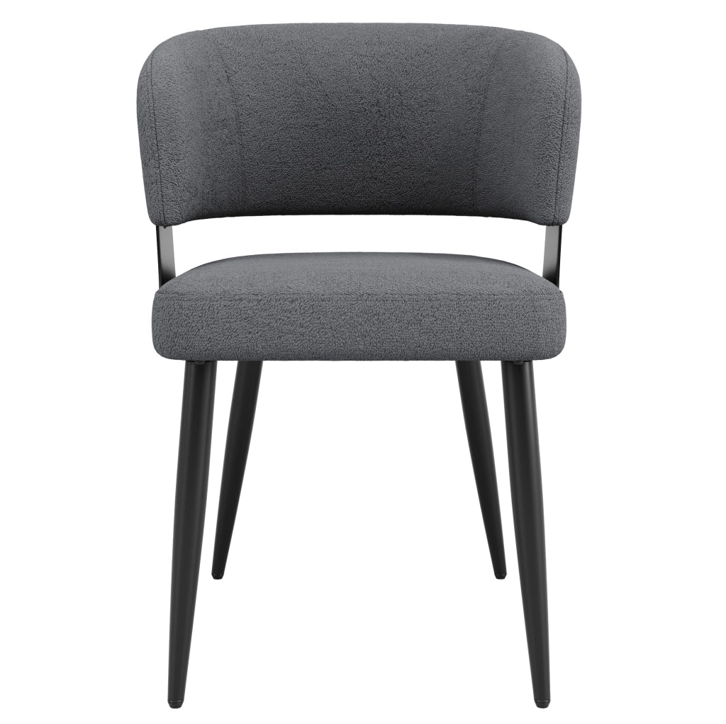 Sedia da pranzo 59x46.5x81.5 cm ergonomica in flanella e metallo grigio