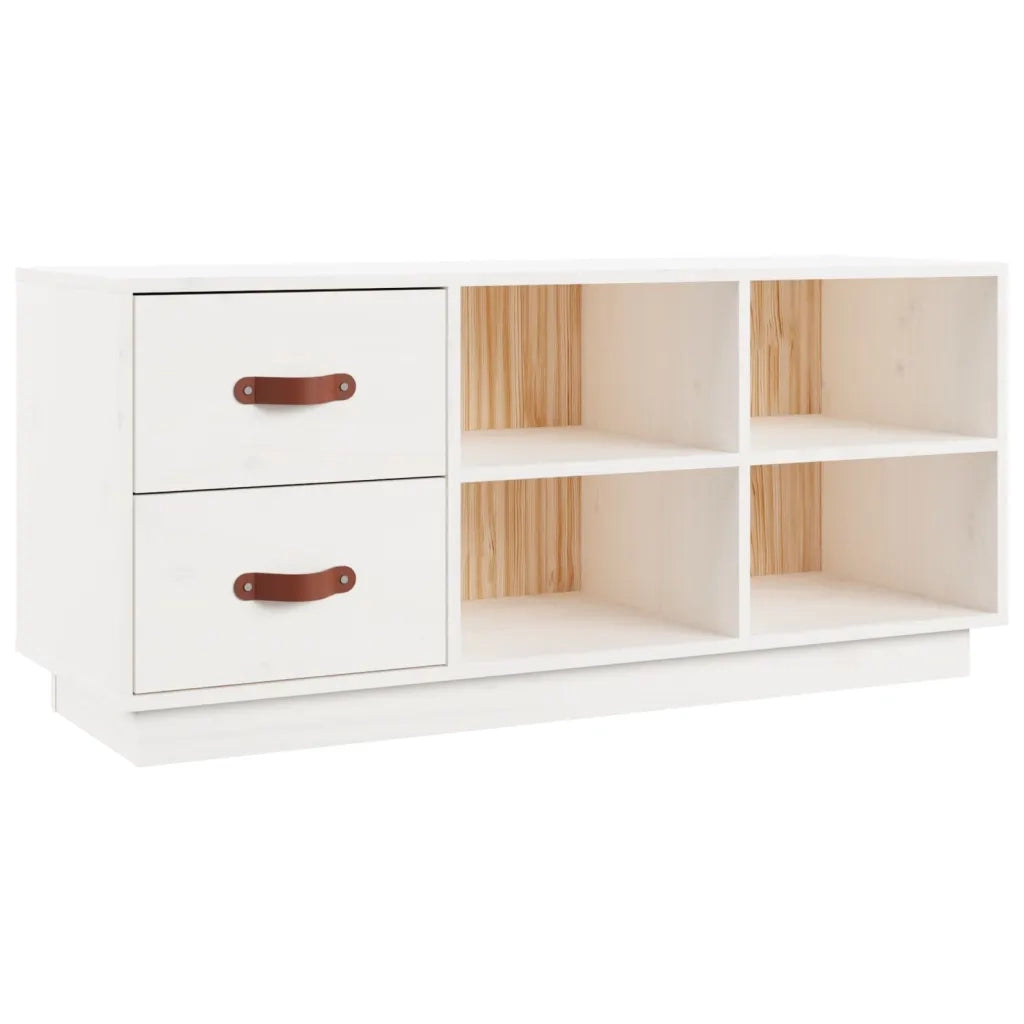 Scarpiera | Mobile per scarpe Bianca 100x34x45 cm in Legno Massello di Pino
