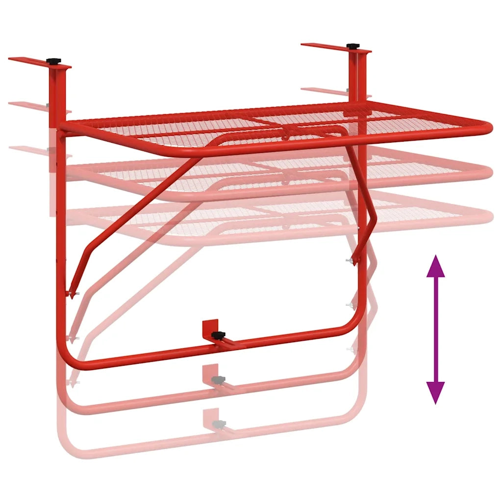 Tavolo da Balcone Rosso 60x40 cm in Acciaio 340919