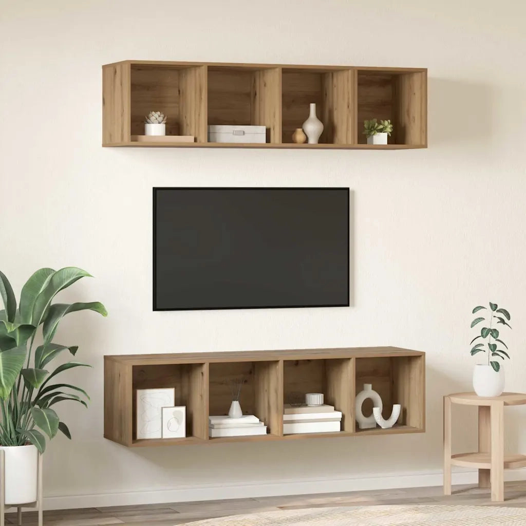 vidaXL Set di mobili TV 3 pcs rovere artigianale Legno multistrato