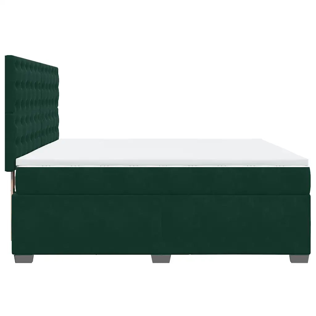 Giroletto a Molle con Materasso Verde Scuro 180x200 cm Velluto