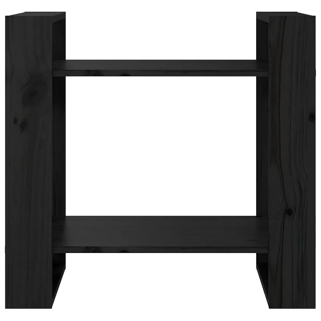 Libreria/Divisorio Nero 60x35x57 cm in Legno Massello di Pino 813878