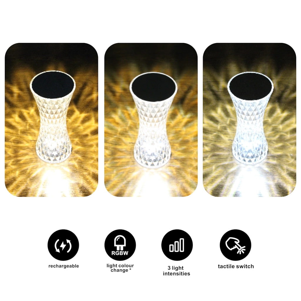 Lampada da tavolo Tower cristallo RGBW LED 1W Milagro