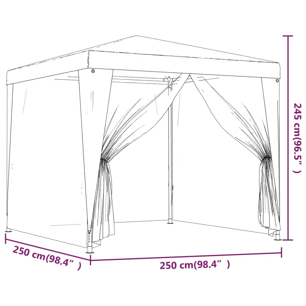 Tenda per Feste 4 Pareti Laterali in Rete Verde 2,5x2,5m HDPE