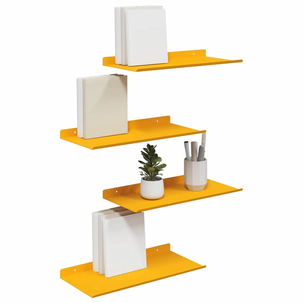 Mensola sospesa 4 pcs Giallo senape 40 x 18 x 2,5 cm Acciaio