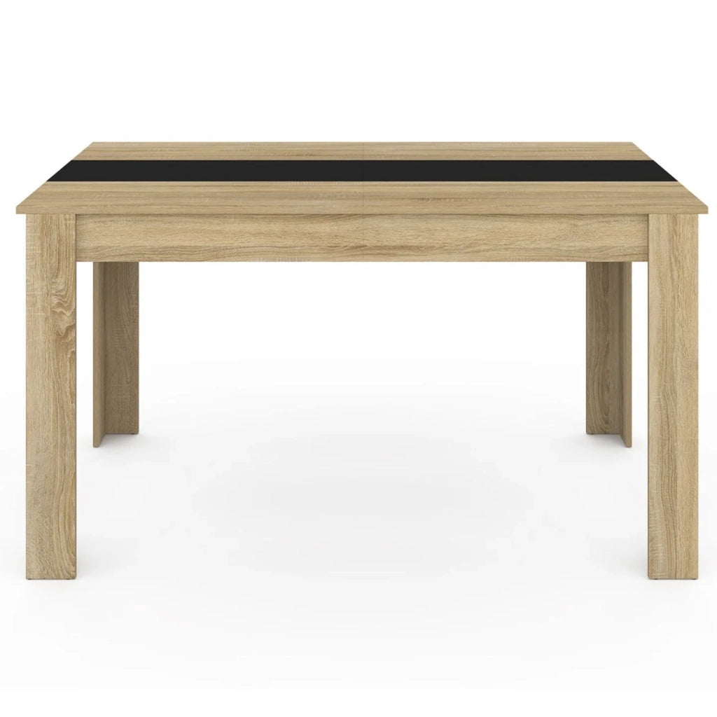 IDMarket - Tavolo da pranzo rettangolare GEORGIA a 6 posti in simil-faggio e nero 140 x 80 cm