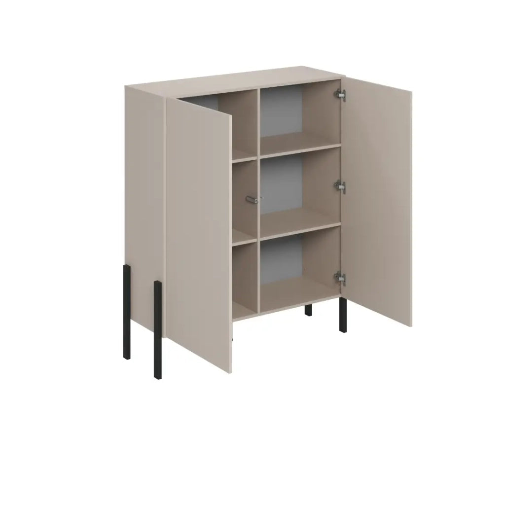 Armadio SALMA 2 porte push-to-open – beige & nero opaco, 114×135×40 cm