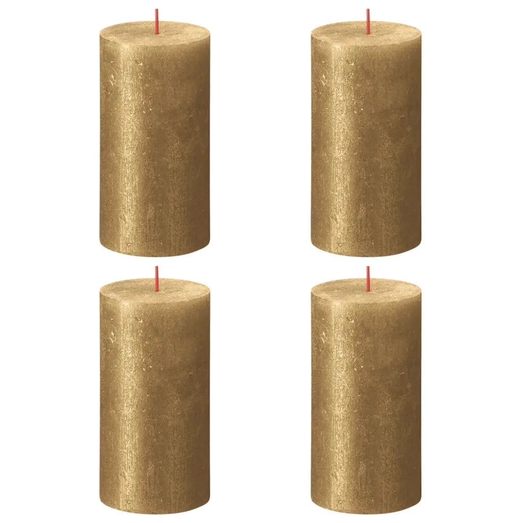 Bolsius Candele Pilastro Rustiche Shimmer 4 pz 130x68 mm Orocod mxl 119804