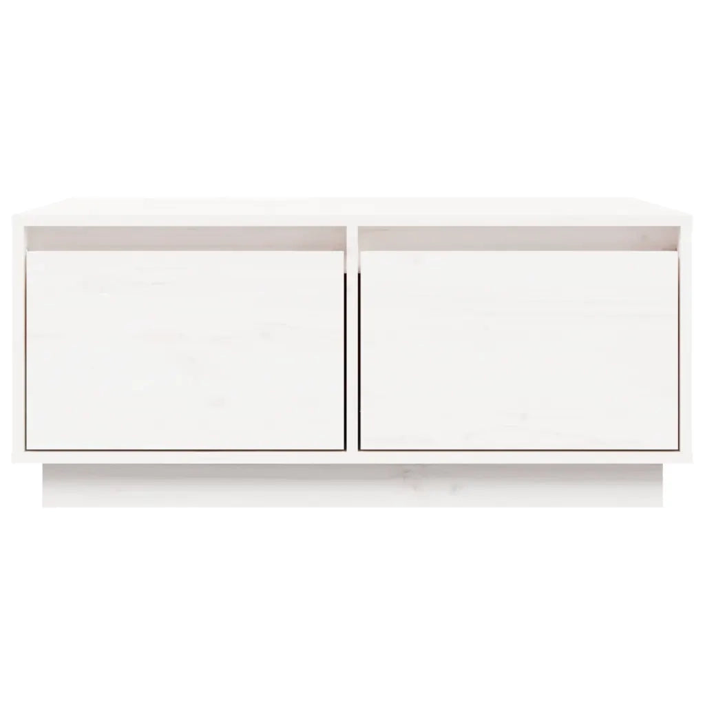 Tavolino da Salotto Bianco 80x50x35 cm Legno Massello di Pino