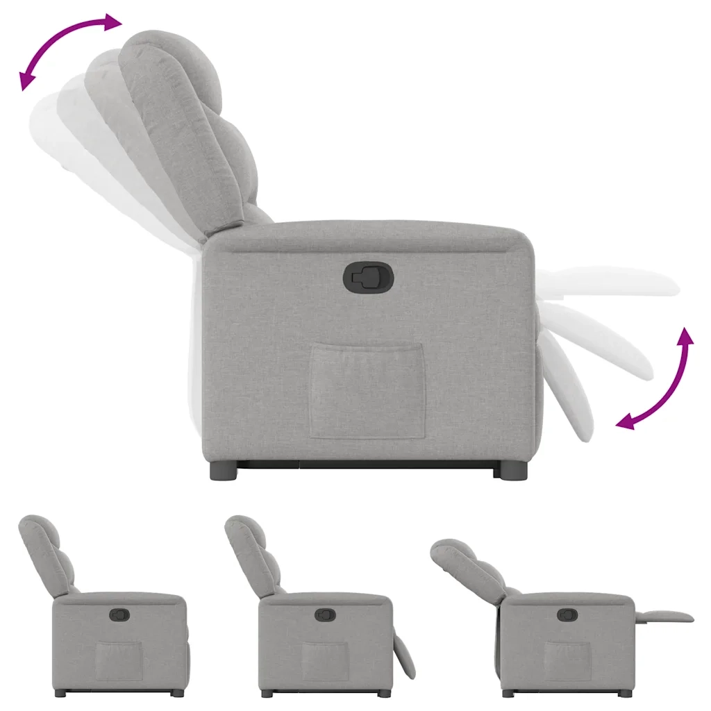 Poltrona Alzapersona Reclinabile Grigio Nuvola in Tessuto 3303203