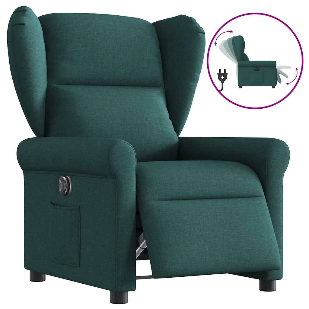 Poltrona Elettrica Reclinabile Verde Scuro in Tessuto 3303360
