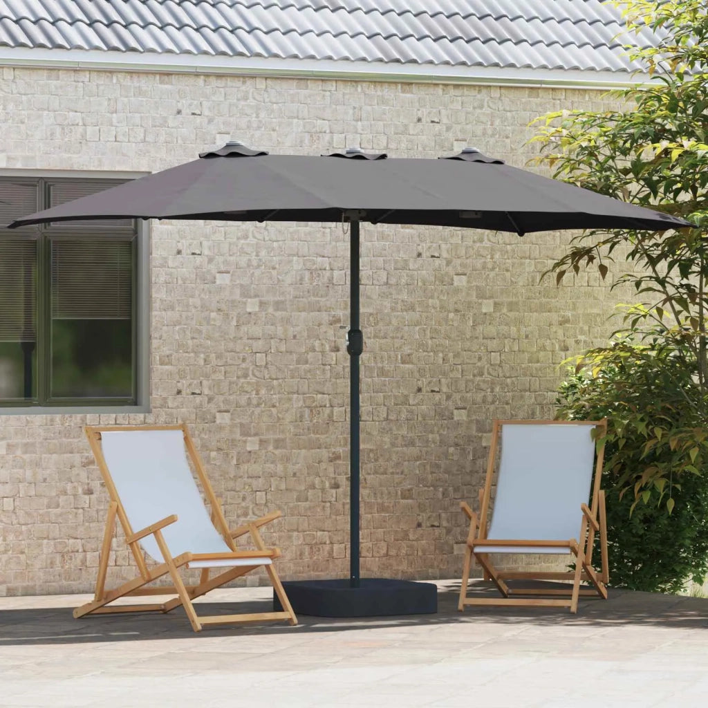 Ombrello da giardino-Ombrellone da spiaggia Antracite 385 x 209 x 244 cm Poliestere