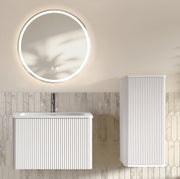 MOBILE BAGNO Set con Specchio LED, Lavabo e Colonna Bianco