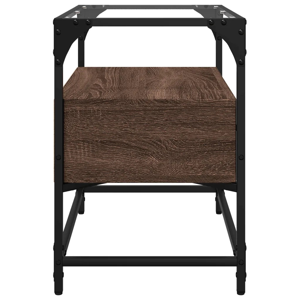 Mobile TV | Armadietto TV | Mobile Porta TV Piano Vetro Rovere Marrone 60x35x51 Legno Multistrato