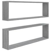 2 pz Mensole Cubo Muro | Mensola a parete Grigio Sonoma 100x15x30 Legno Multistrato